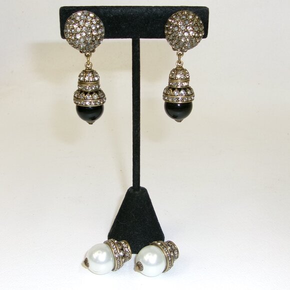 Heidi Daus Swarovski Crystal Button Drop Interchangeable Clip Earrings - Picture 1 of 4